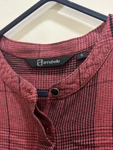 Maroon plaid shirt-top