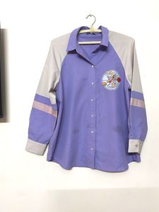 Retro Cartoon Print Button-Up Shirt