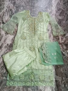 Mint Green Embroidered Shalwar Kameez