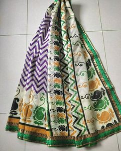 New White Combination Saree