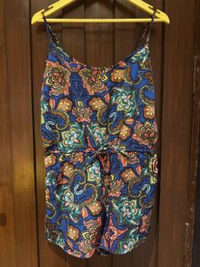 Boho Print Romper with Tie Waist
