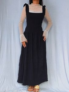 Black Maxi Pinafore Dress