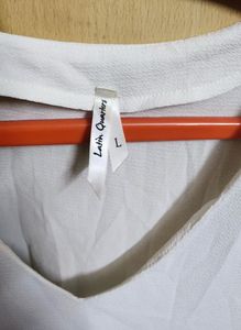 White Bell Sleeve Tunic with Lace Detail