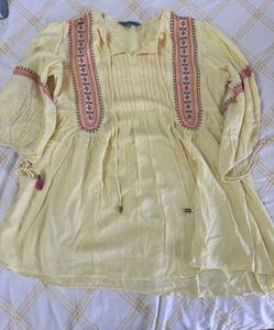Embroidered Yellow Kurta
