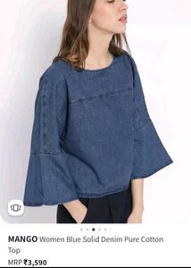 Mango Denim Bell Sleeves Top