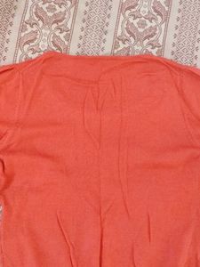 Coral Beaded Neckline Short Sleeve Top