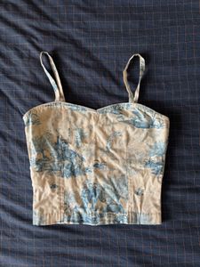 Vintage Scenic Print Crop Top