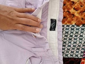Lavender Baggy Jeans with Black Crop Top