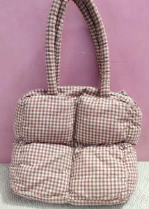 Cute Gingham puffer tote Bag
