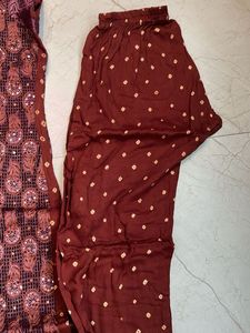 Maroon mirror work Kurta Set with pants