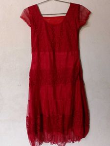 Red Lace Tiered Dress