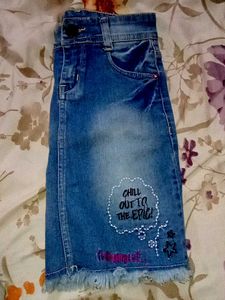 Denim Skirt with Fun Embellishments
