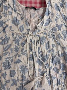 Boho Floral Print Tunic Top 🦋💙