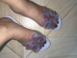 Floral Bow Slide Sandals
