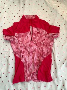 Pink Camo Quarter Zip Top