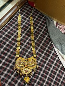 long Gold Necklace with Stones