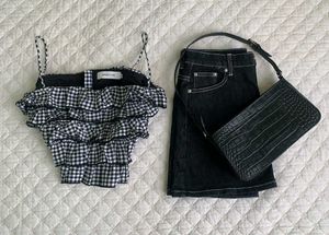 Cute Gingham Ruffle  Summer Top
