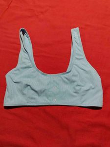Light Blue Ribbed Crop Top – UK 8