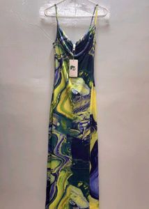 Abstract Print Spaghetti Strap Maxi Dress