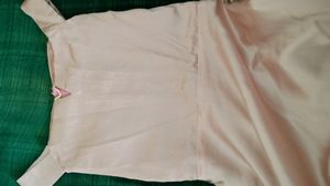 Pink Satin Off-Shoulder Dress