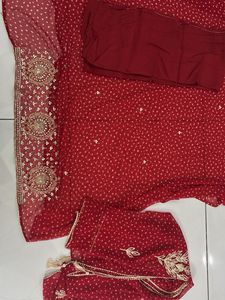 georgette bandhez suit with handwork dupatta