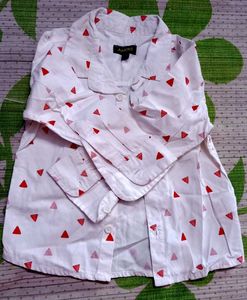 JUNIORS Cute Triangle Print Button-Up Shirt for Bo