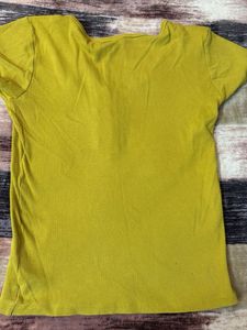 Mustard Button-Down Ribbed Top