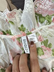 Floral Print Top with Lace Trim