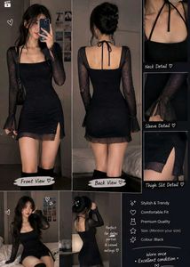 black glitter starry cawl neck mini dres
