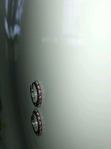 Diamond ruby hoop earrings ✨️