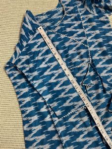 Blue Ikat Kurta Set with Tassels