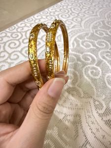 1 Pair  | Exquisite Gold-Tone Bangles