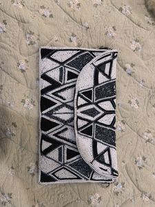 Beaded Geometric Clutch Bag