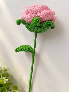 Handmade Crochet Pink Rose Flower