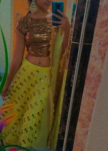 Yellow Lehenga With Stitched Blouse And Dupta