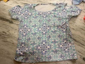 Boho Tile Print Cold Shoulder Top