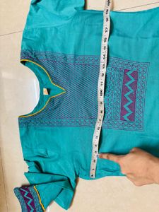 Turquoise Embroidered Kurta