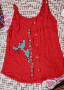Red Sleeveless Tie-Up Top