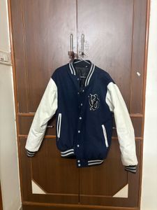 Navy & White Varsity Bomber | Oversized Jacket