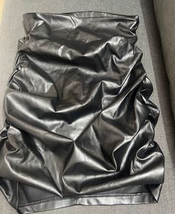 Black Faux Leather Ruched Skirt size M