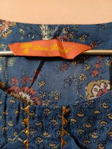 Blue Floral Print Kurta