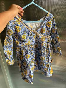 Blue Floral Kurta with sharara set
