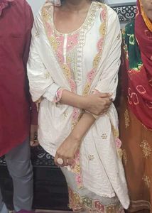 Elegant Cream Embroidered Kurta Set
