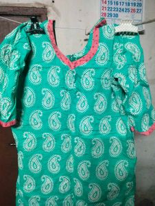 Teal Paisley Print Kurta
