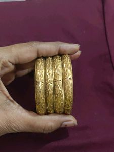 Set of 4 Gold Engraved Bangles