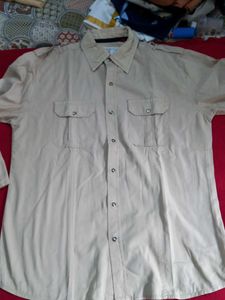 Men's Casual Beige Shirt chest pockets