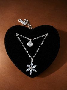 Layered Silver Flower Necklace