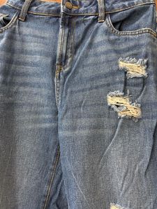 Trendy Ripped Blue Denim Jeans