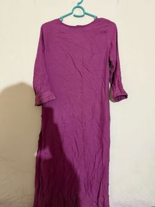 Elegant Purple Kurta with Intricate Neckline