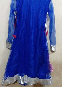 Stunning Blue &amp; Purple Embellished Anarkali Set